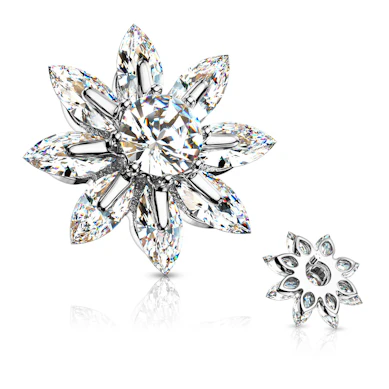 Blumenförmiges Dermal mit Blättern aus Steinen und Mittelstein