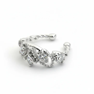 Hübscher Earcuff mit Steinen und Perlen-silber