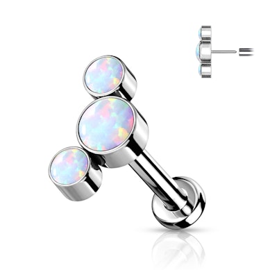 Push-In Labret aus Titan mit verschiedenen Opalsteinen