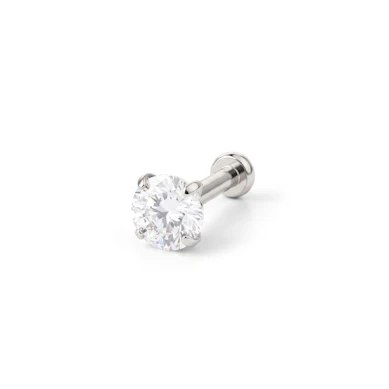 Titan Push-in Labret mit eingefasstem Schmuckstein