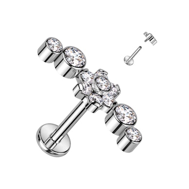 Labret aus Titan mit wunderschönem Blumendesign