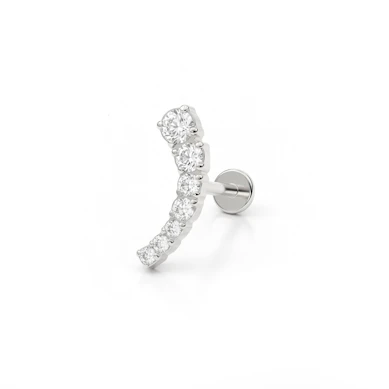 Push-in Labret aus Titan mit gebogenem steinbesetztem Aufsatz