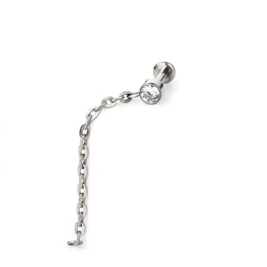 Zierliches Titan-Labret mit Stein und Kettenanhänger