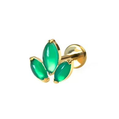 Titan-Labret mit drei marquise-geschliffenen natürlichen Schmucksteinen