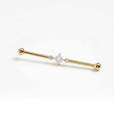 Titan-Industrialstab mit viereckigem Schmuckstein