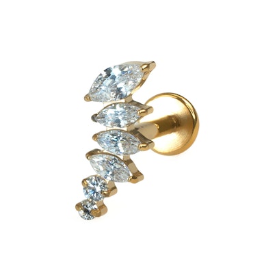 Gebogenes Titan-Labret mit Steinen in abnehmender Grösse