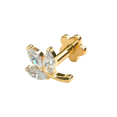 Blatt Labret mit Blumenrückseite aus Titan