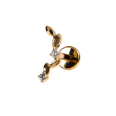 Gebogenes Titan-Labret mit Blatt- und Steinmuster