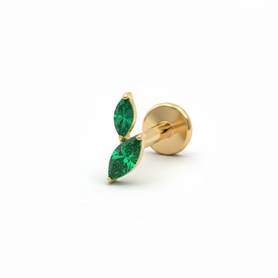 Titan Labret mit zwei marquiseförmigen Steinen