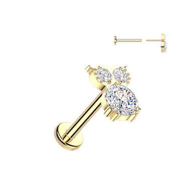 Titan-Labret in Eulenform mit Schmucksteinen