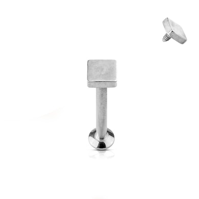 Labret mit viereckigen Top und innenseitigen Gewinde