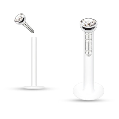Labret aus PTFE mit vielen farbigen Steinen