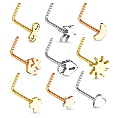 Nasenpiercing mit verschiedenen Motiven