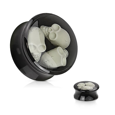 Plug aus Acryl mit drei Totenköpfen