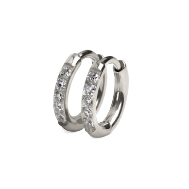 Paar Titan-Huggie-Ringe mit Schmucksteinen