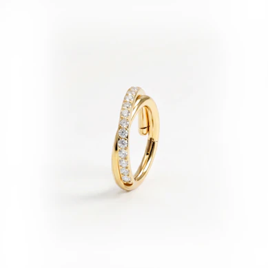 Überkreuzter Titanring mit Zirkoniasteinen