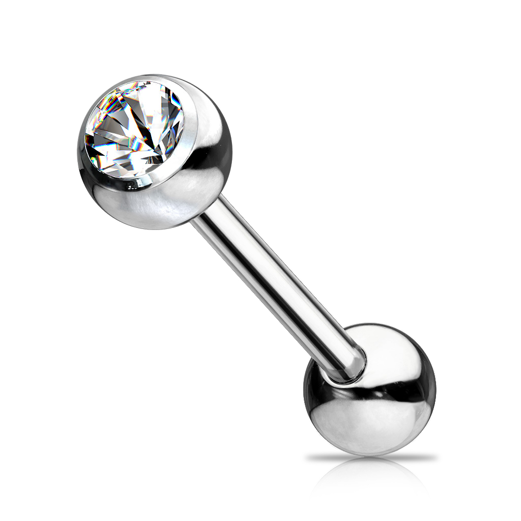 Zungenpiercing aus Titan mit einem Stein