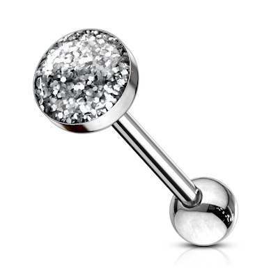 Zungenpiercing mit Glitzerkugel