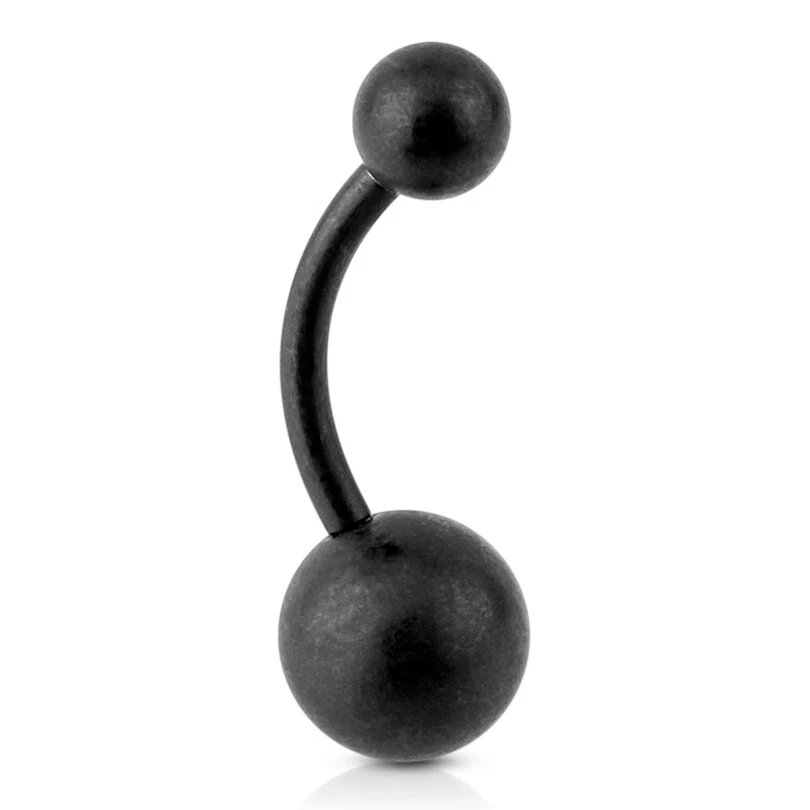 Mattschwarzes Bauchnabelpiercing