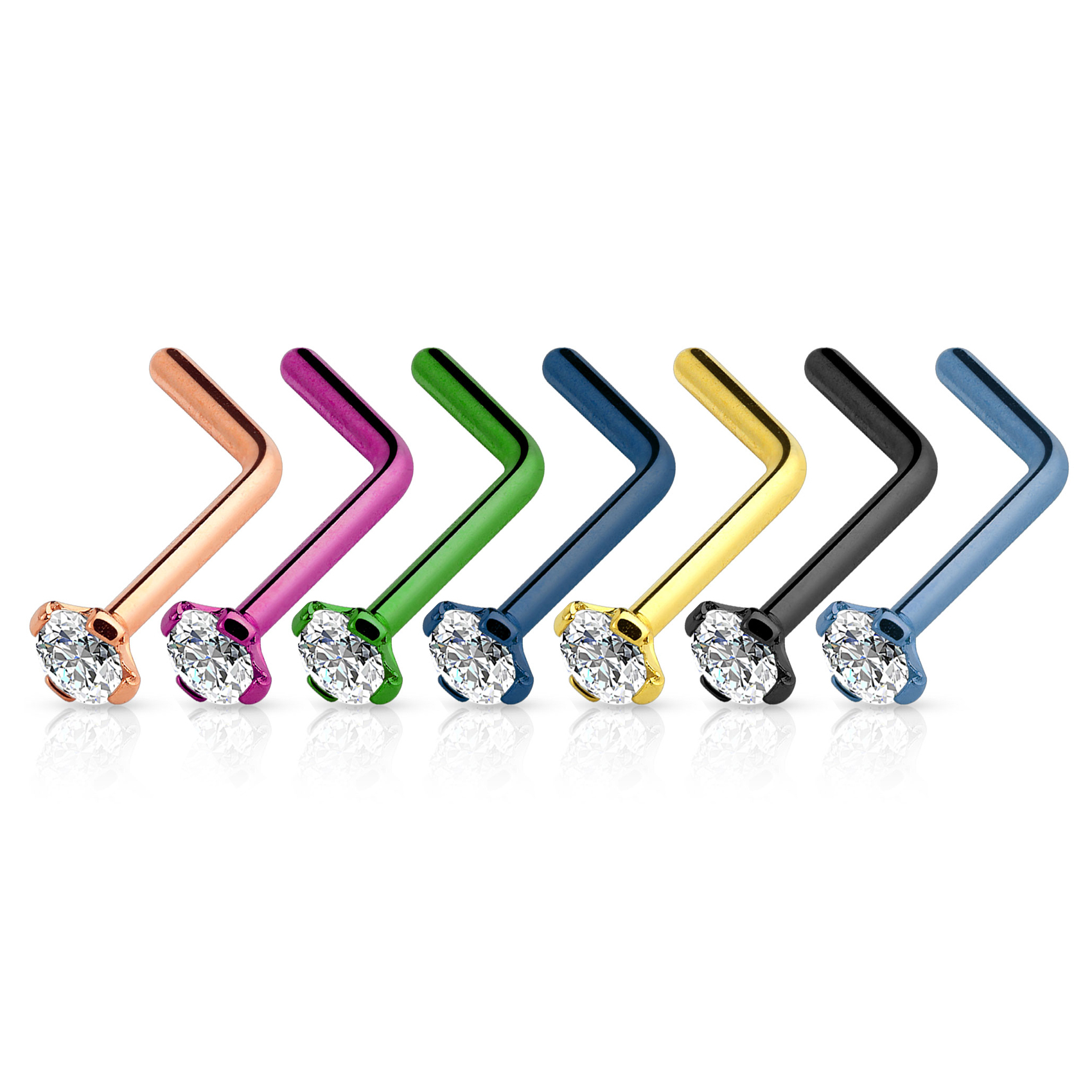 Nasenstecker in L-Form mit eingefasstem Stein