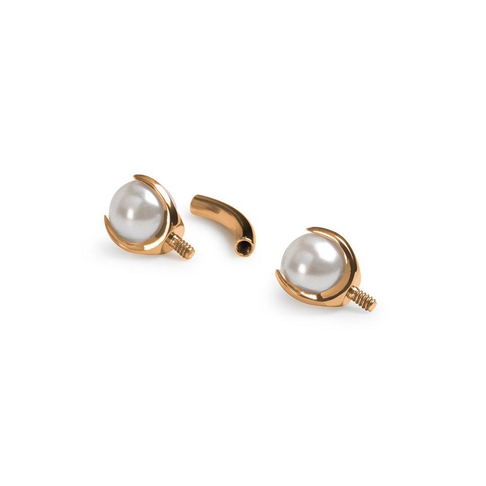 Gebogener Stab aus Titan mit Perlen