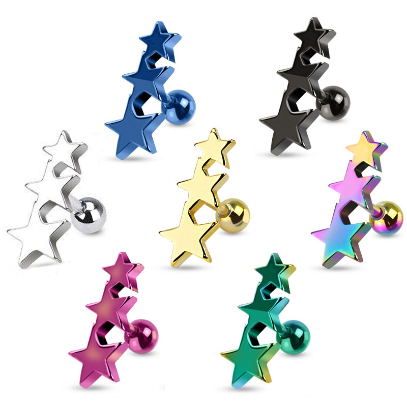 Piercingschmuck mit drei Sternen