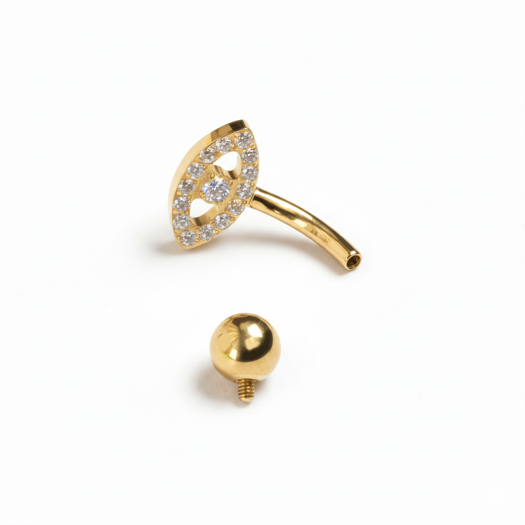 Titan-Bauchnabelring mit bösem Blick