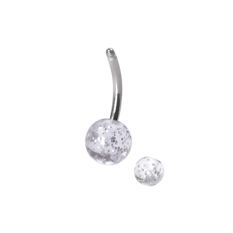 Bauchnabelpiercing aus Titan mit Glitzerkugeln