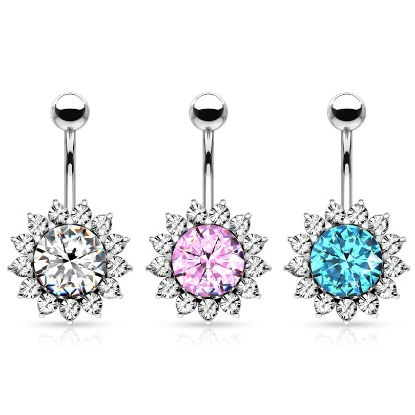 Bauchnabelpiercing mit Sonnenblume