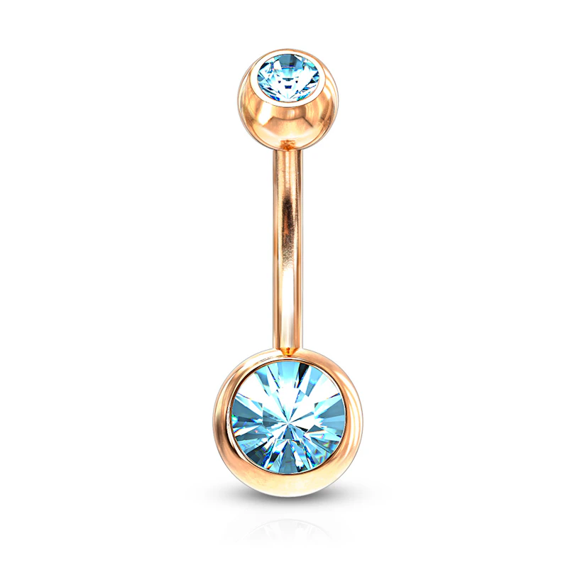 Rotgold überzogenes Bauchnabelpiercing mit einem Stein