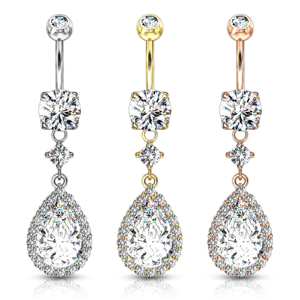 Bauchnabelpiercing mit tropfenförmigen Steinanhänger