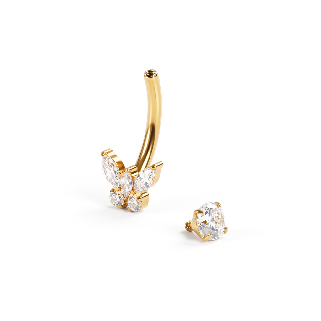Schlichtes Titan-Bauchnabelpiercing mit Schmetterling