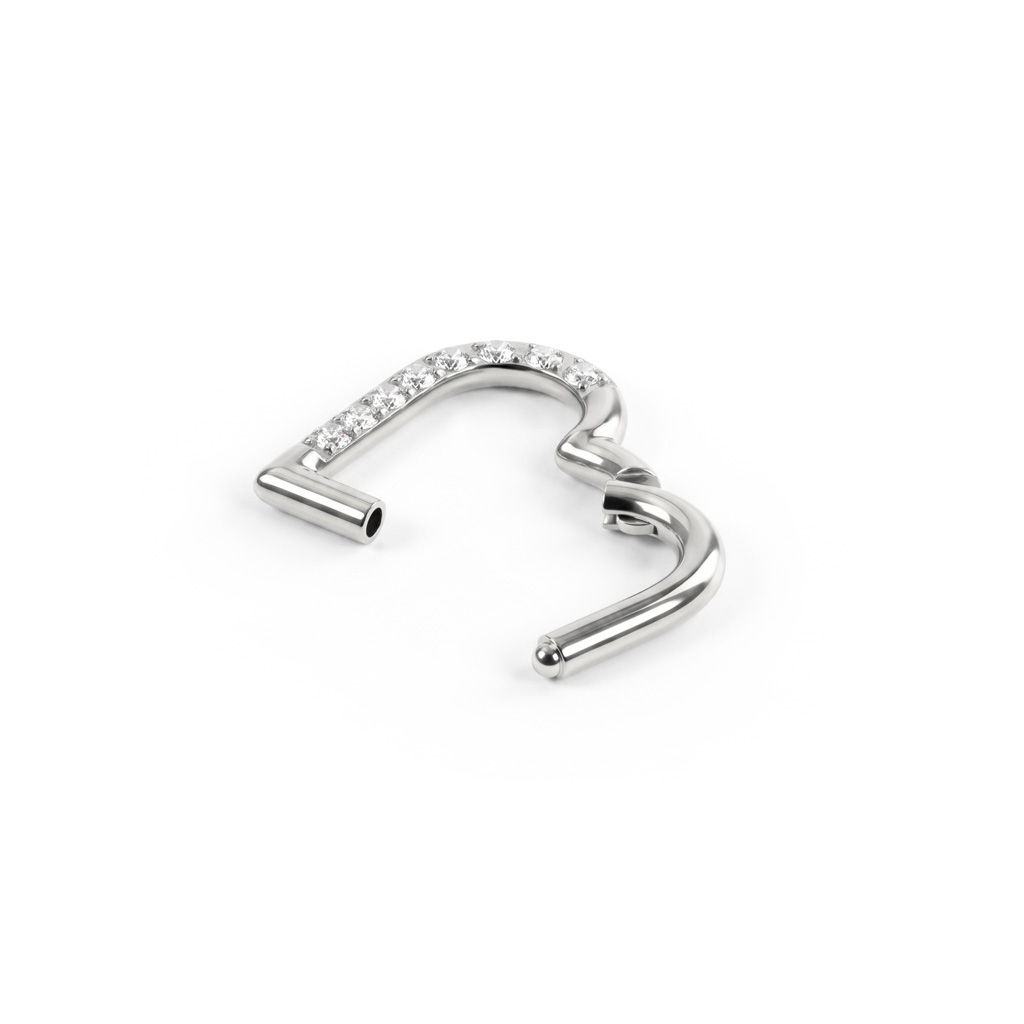 Herzförmiger CZ-Ring mit Scharnier aus Titan
