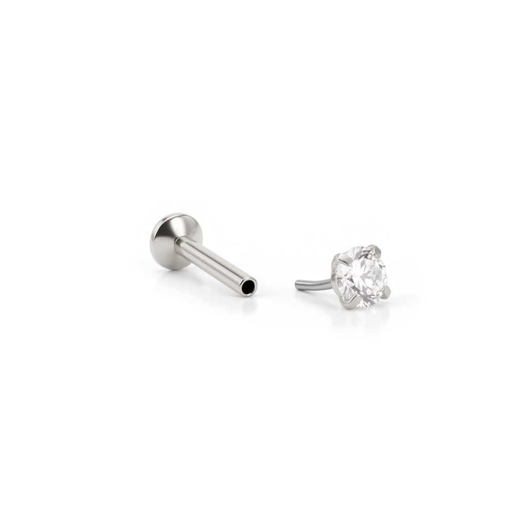 Push-in Labret mit eingefasstem Schmuckstein