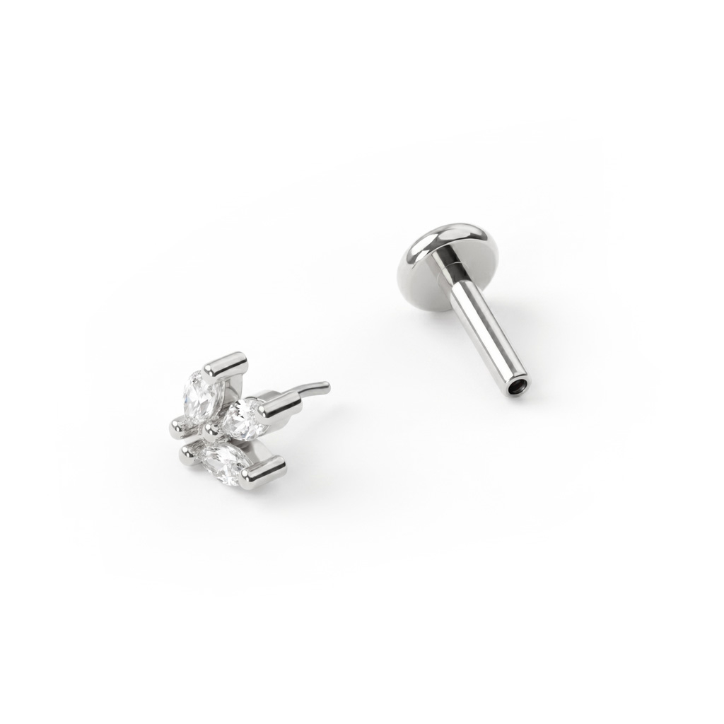 Push-in Labret mit marquiseförmigen Steinen