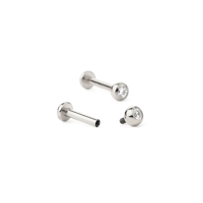 Labret aus Titan mit Innengewinde und Schmuckkugel
