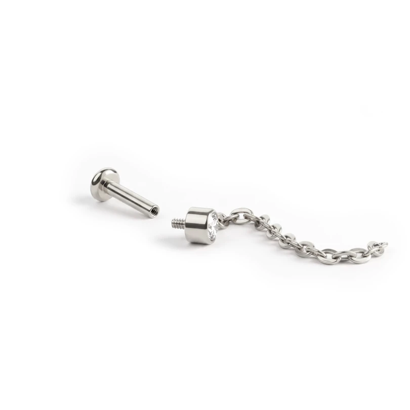 Zierliches Titan-Labret mit Stein und Kettenanhänger