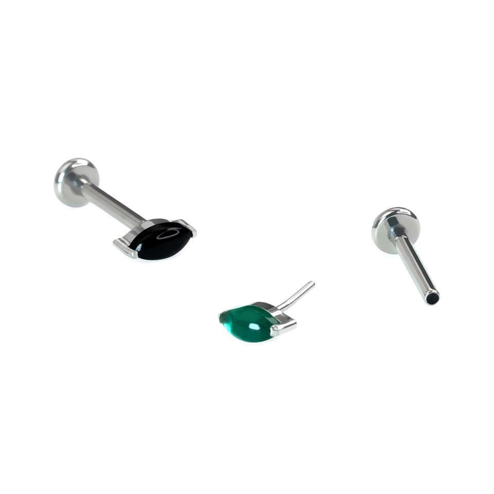 Titan Labret mit natürlichem Schmuckstein