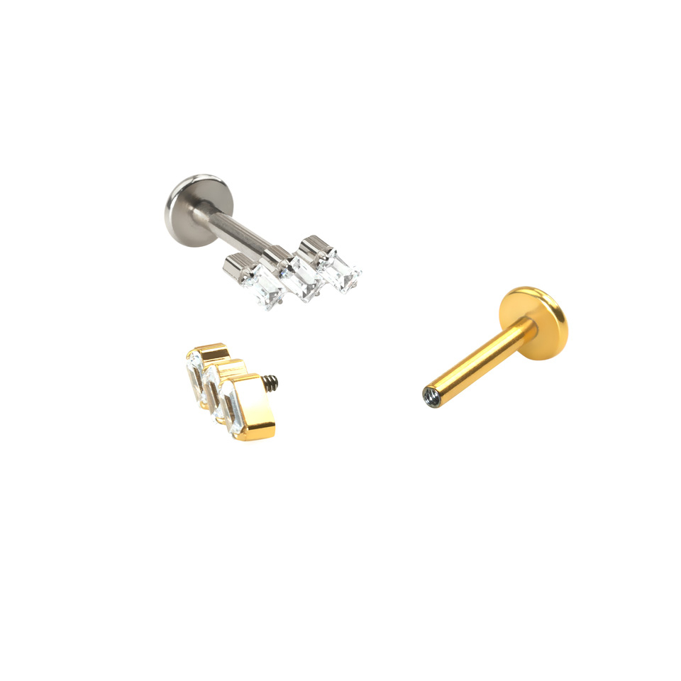 Titan-Labret mit Baguette-Steinen