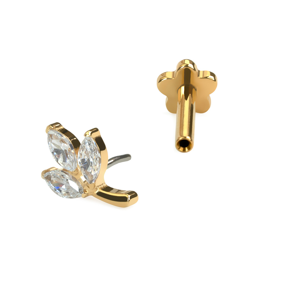 Blatt Labret mit Blumenrückseite aus Titan