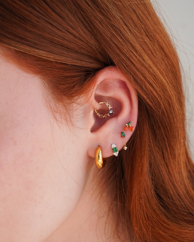 Kirsche-Labret mit bunten Schmucksteinen