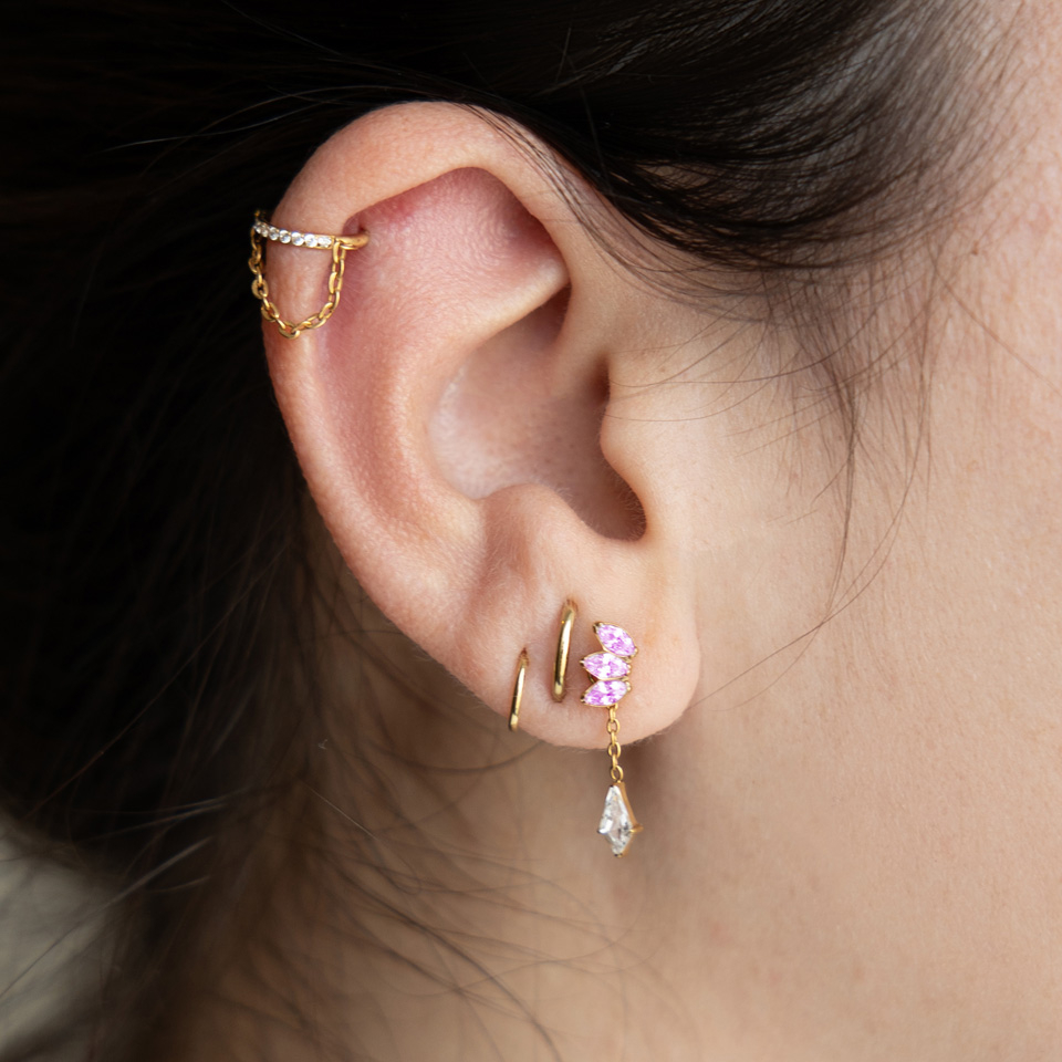 Titan-Labret mit drei Steinen in beliebiger Farbe