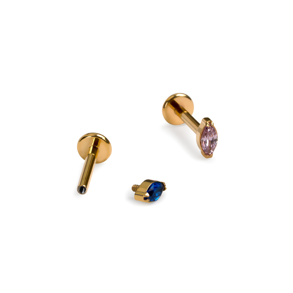 Titan-Labret mit Schmuckstein in Wunschfarbe