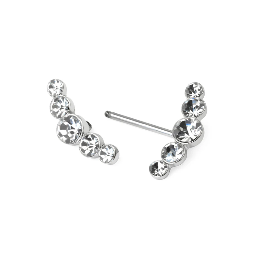 Brustwarzenpiercing mit gebogenen Steinreihen