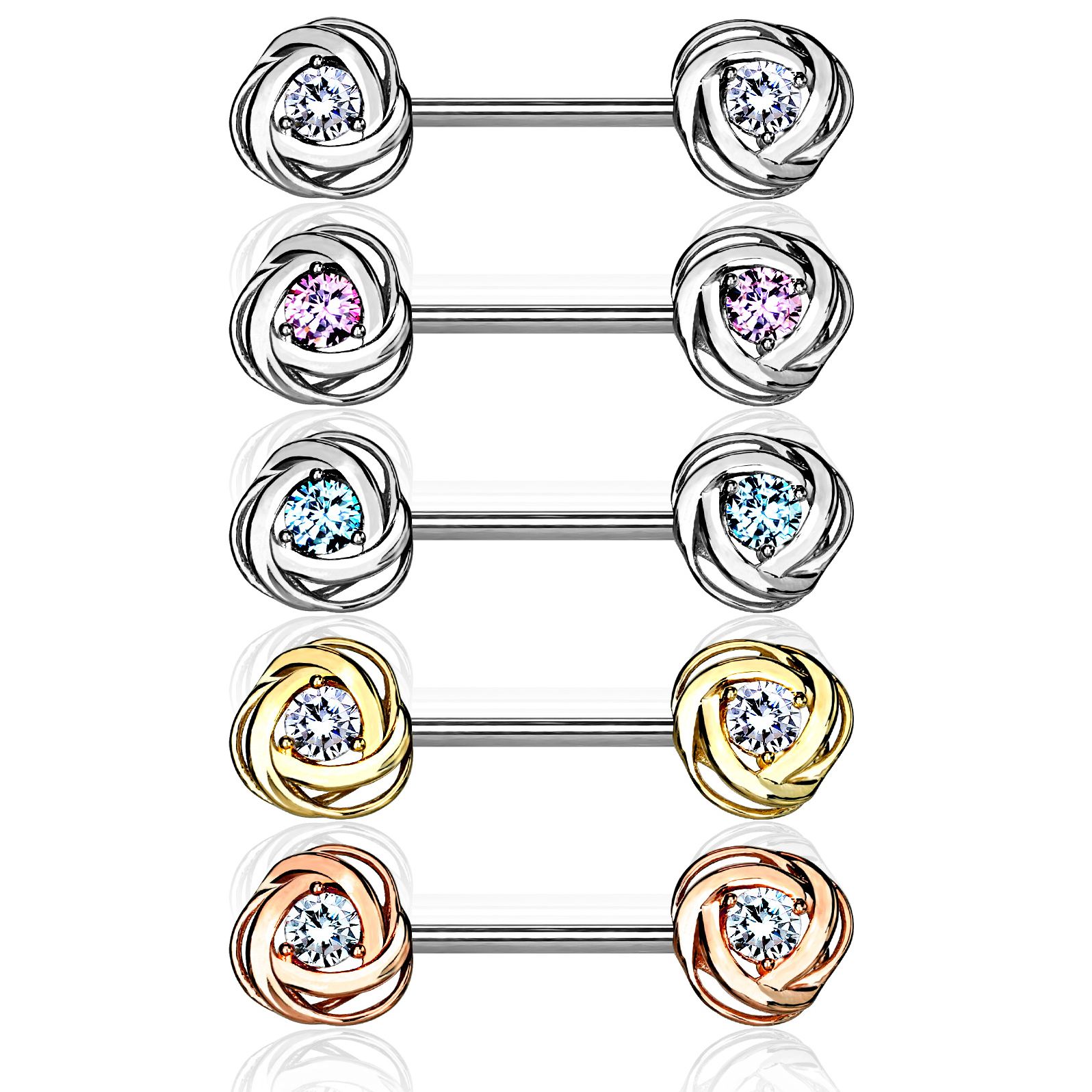 Brustwarzenpiercing mit Steinen in Rosen