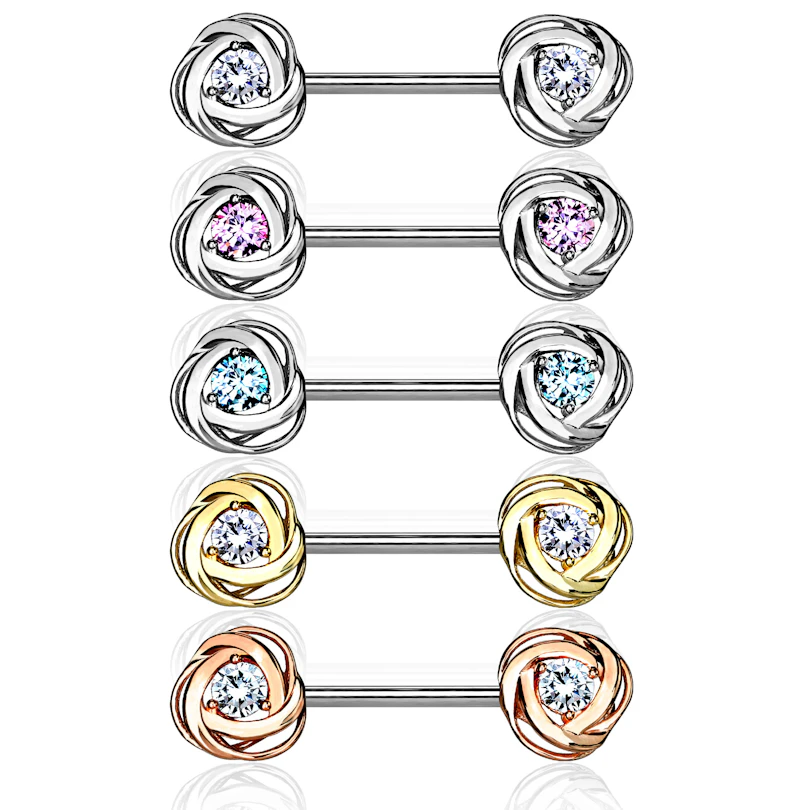 Brustwarzenpiercing mit Steinen in Rosen