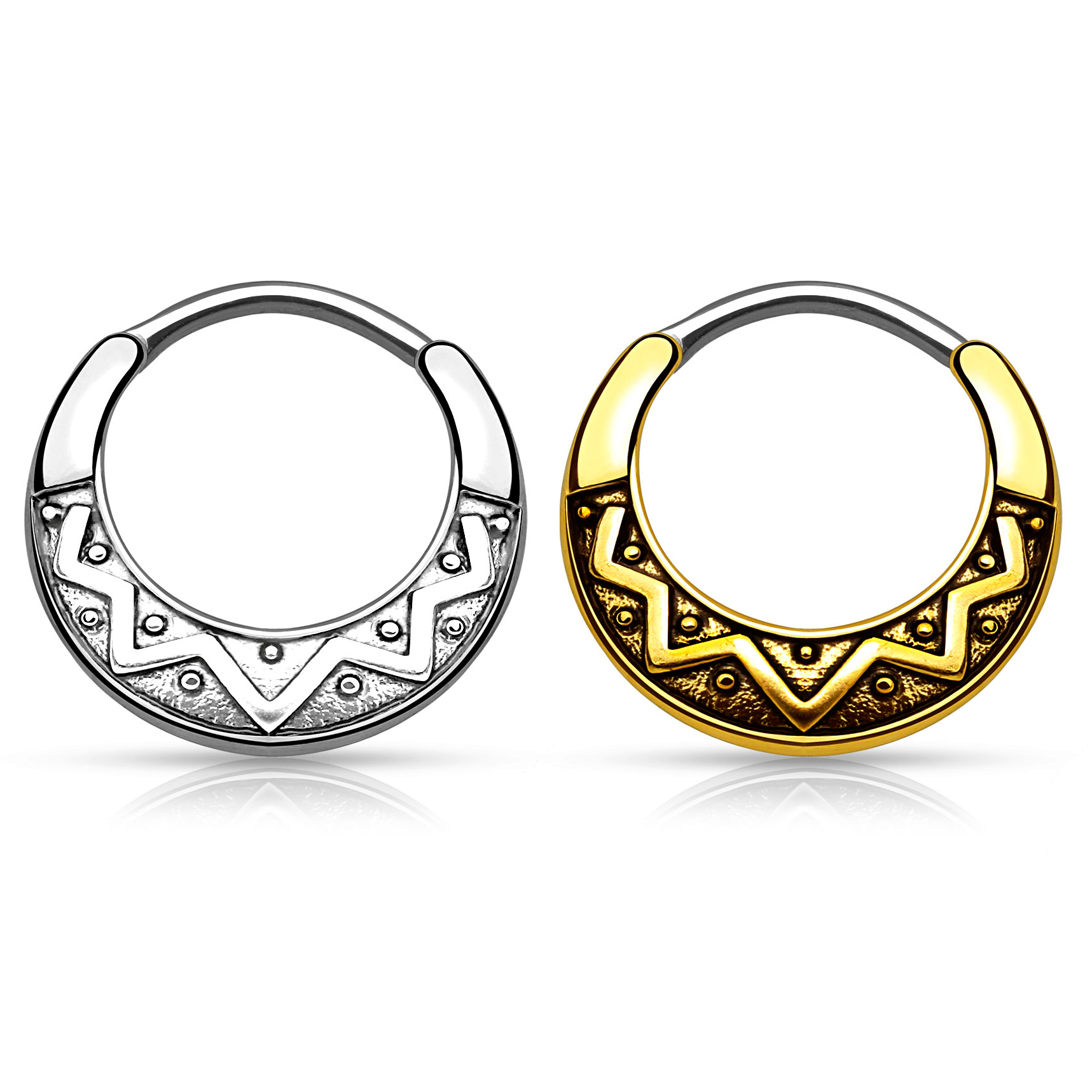 Septumpiercing mit Aztekendesign