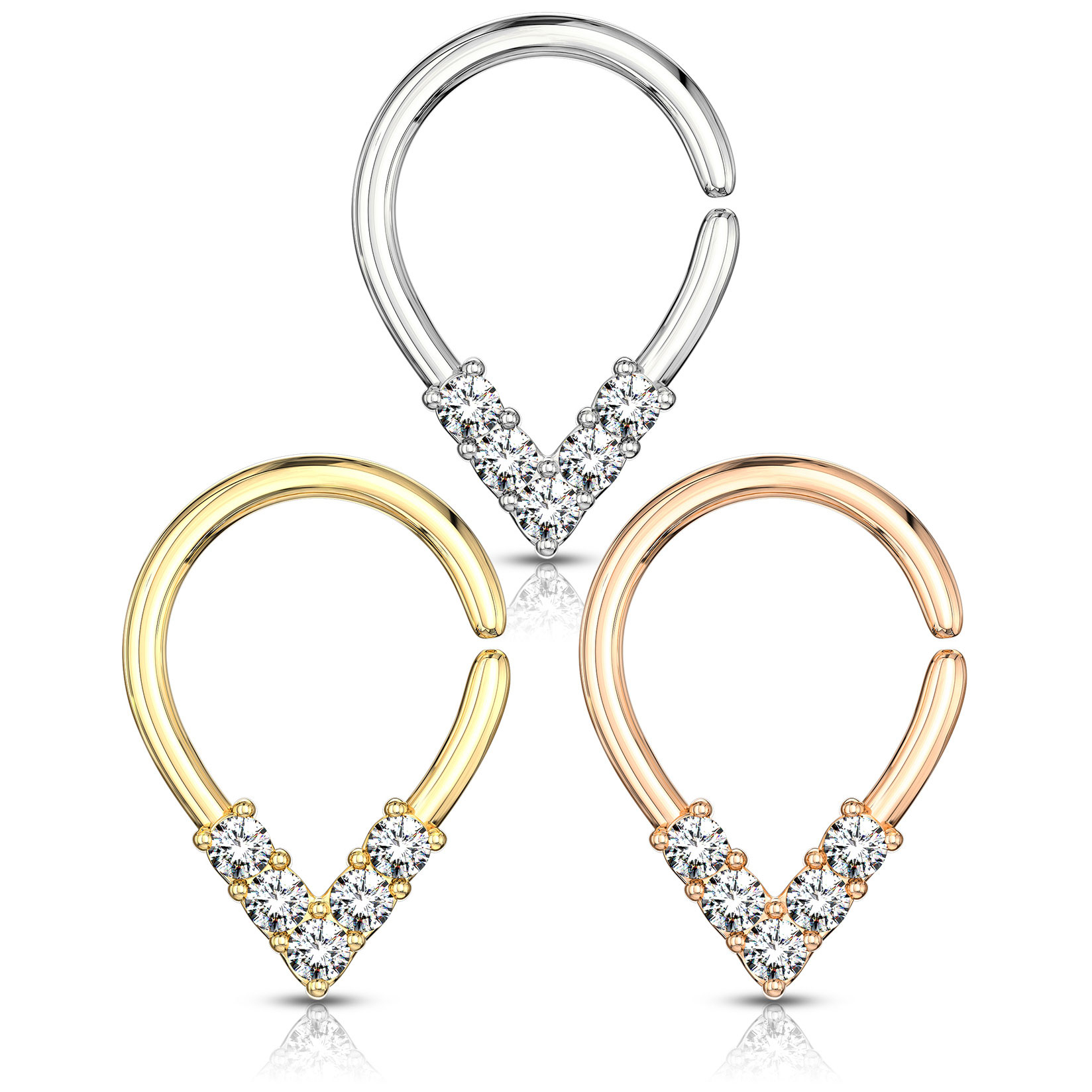 Ring in Form eines umgekehrten Tropfens mit Steinen