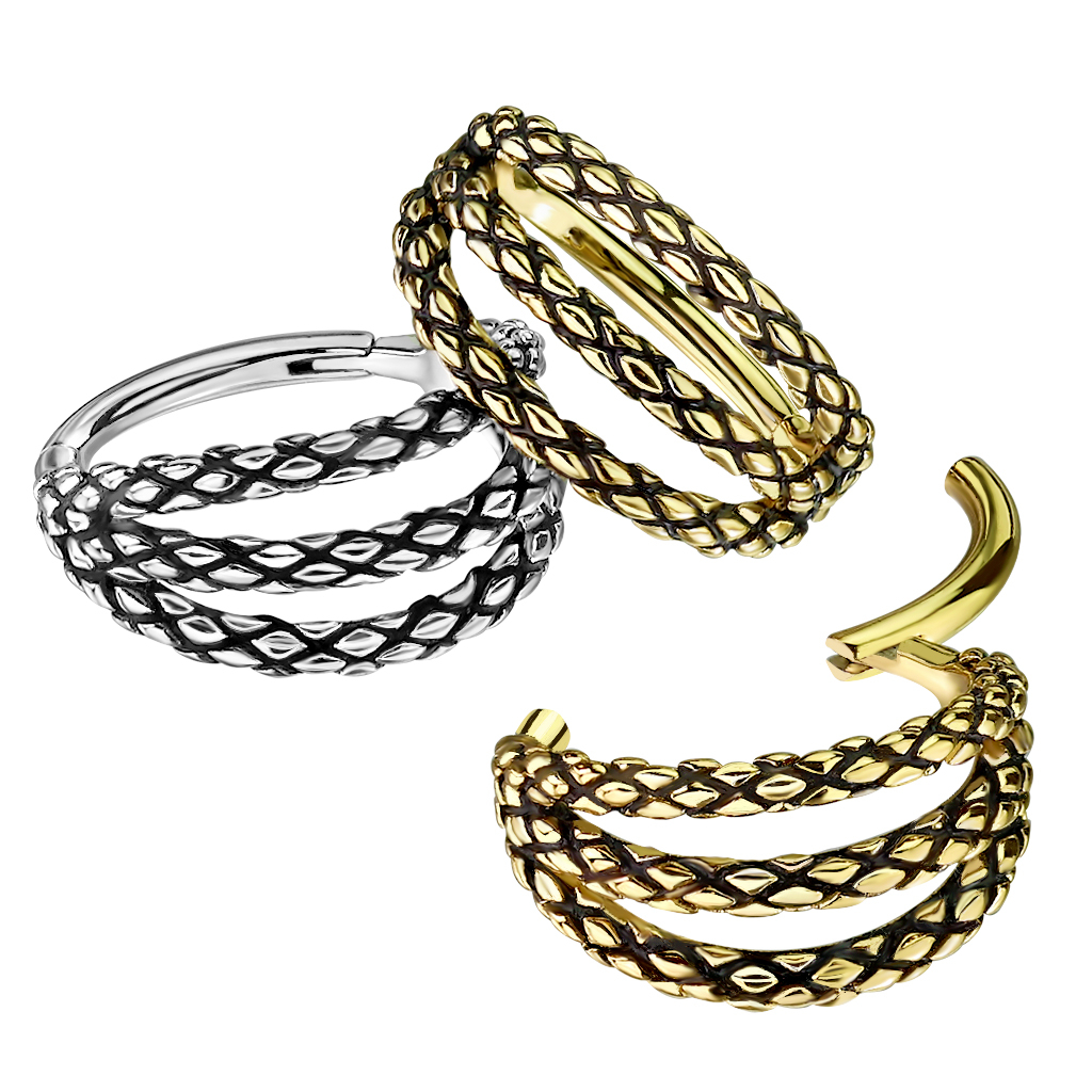 Scharnierring mit drei Reifen und Schlangenhautmuster