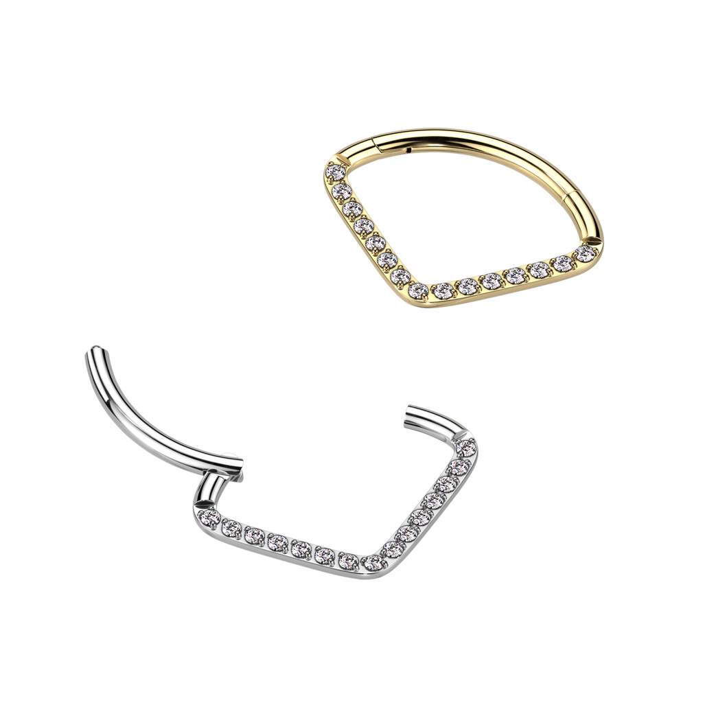Steinbesetzter Titanring im Chevron-Design
